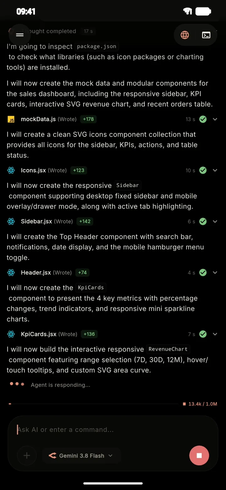PolyDev AI agent on Android
