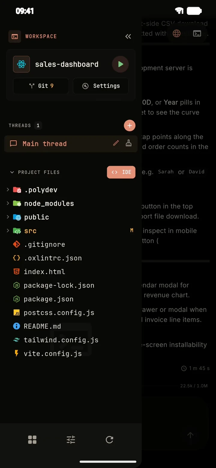PolyDev file explorer and editor on Android